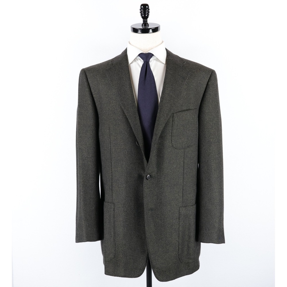 Ermenegildo Zegna Sport Coat 42L Olive Green Pure Cashmere Patch Pocket